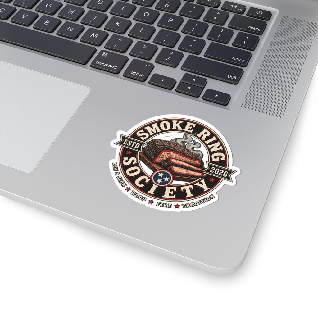 Smoke Ring Society Kiss-Cut Sticker — BBQ Brisket Smoking Emblem