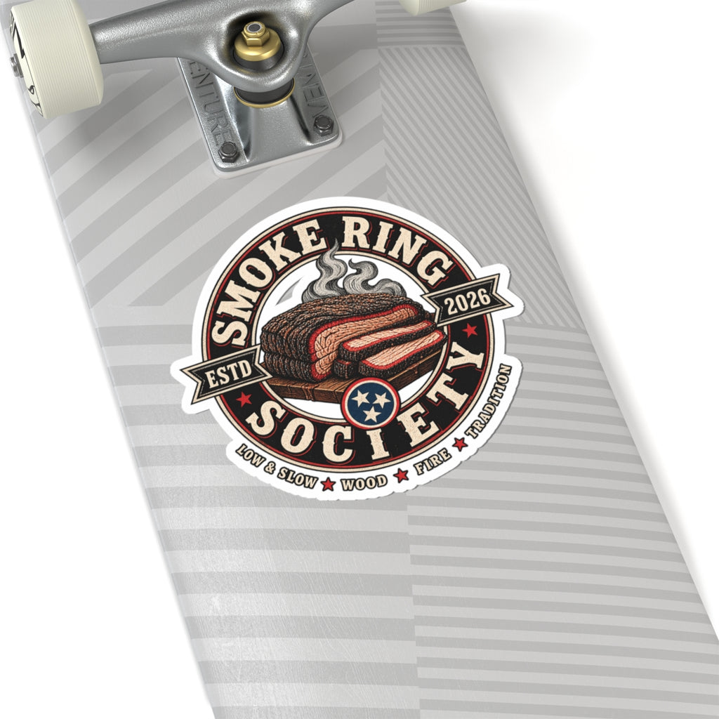 Smoke Ring Society Kiss-Cut Sticker — BBQ Brisket Smoking Emblem