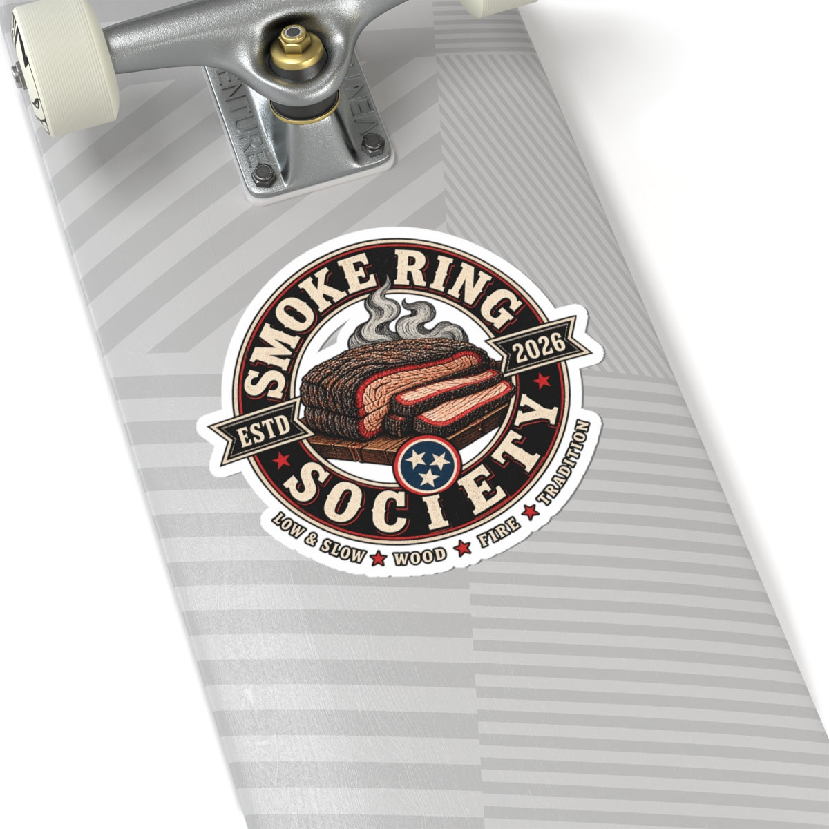 Smoke Ring Society Kiss-Cut Sticker — BBQ Brisket Smoking Emblem