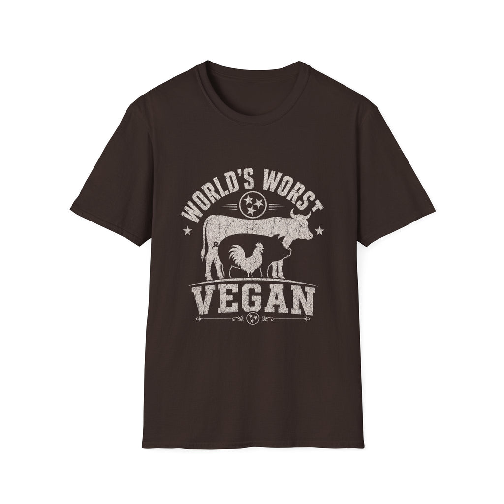 World's Worst Vegan t-shirt, back view