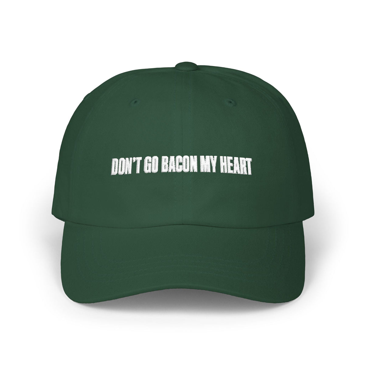 Camo Dad Cap "Don't Go Bacon My Heart" embroidered BBQ hat, back adjustable strap