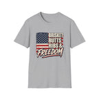 Brisket Butts Ribs & Freedom BBQ t-shirt, back view