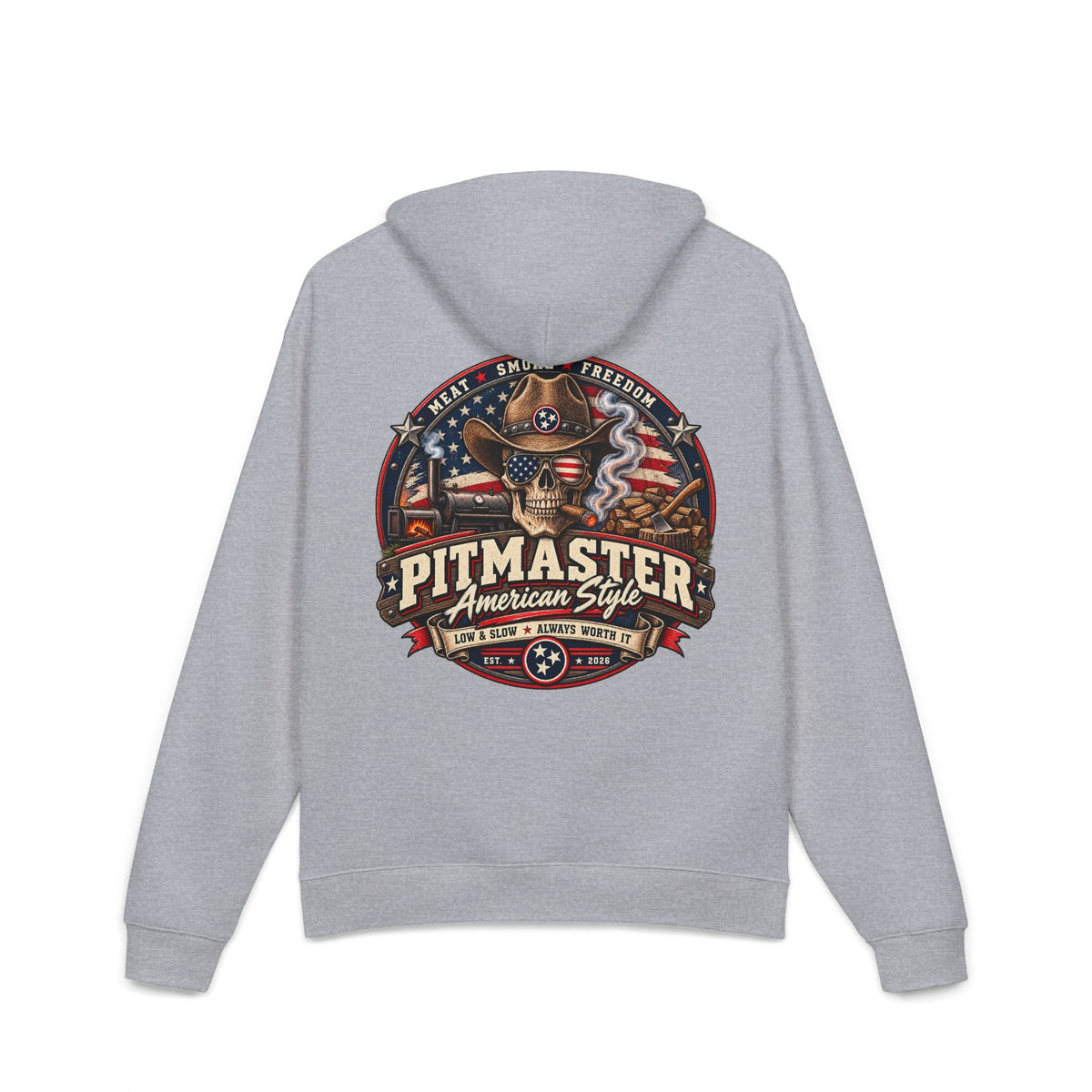 Pitmaster Skull BBQ hoodie, back view