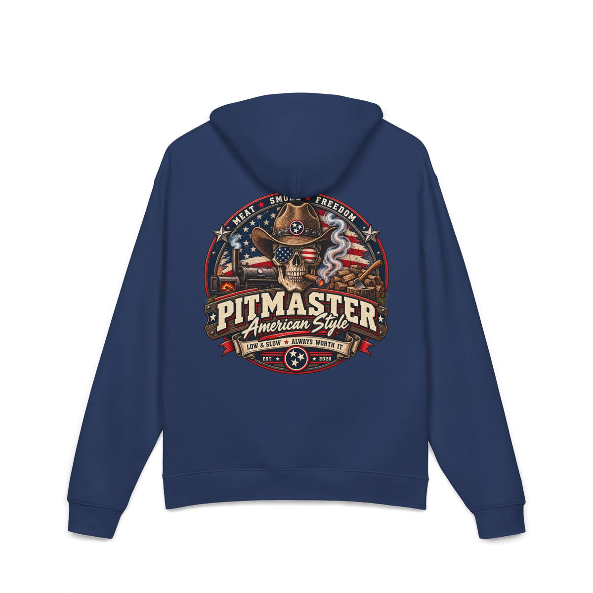 Pitmaster Skull BBQ hoodie size chart