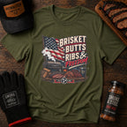 Brisket, Butts, Ribs & Freedom BBQ t-shirt, alternate angle