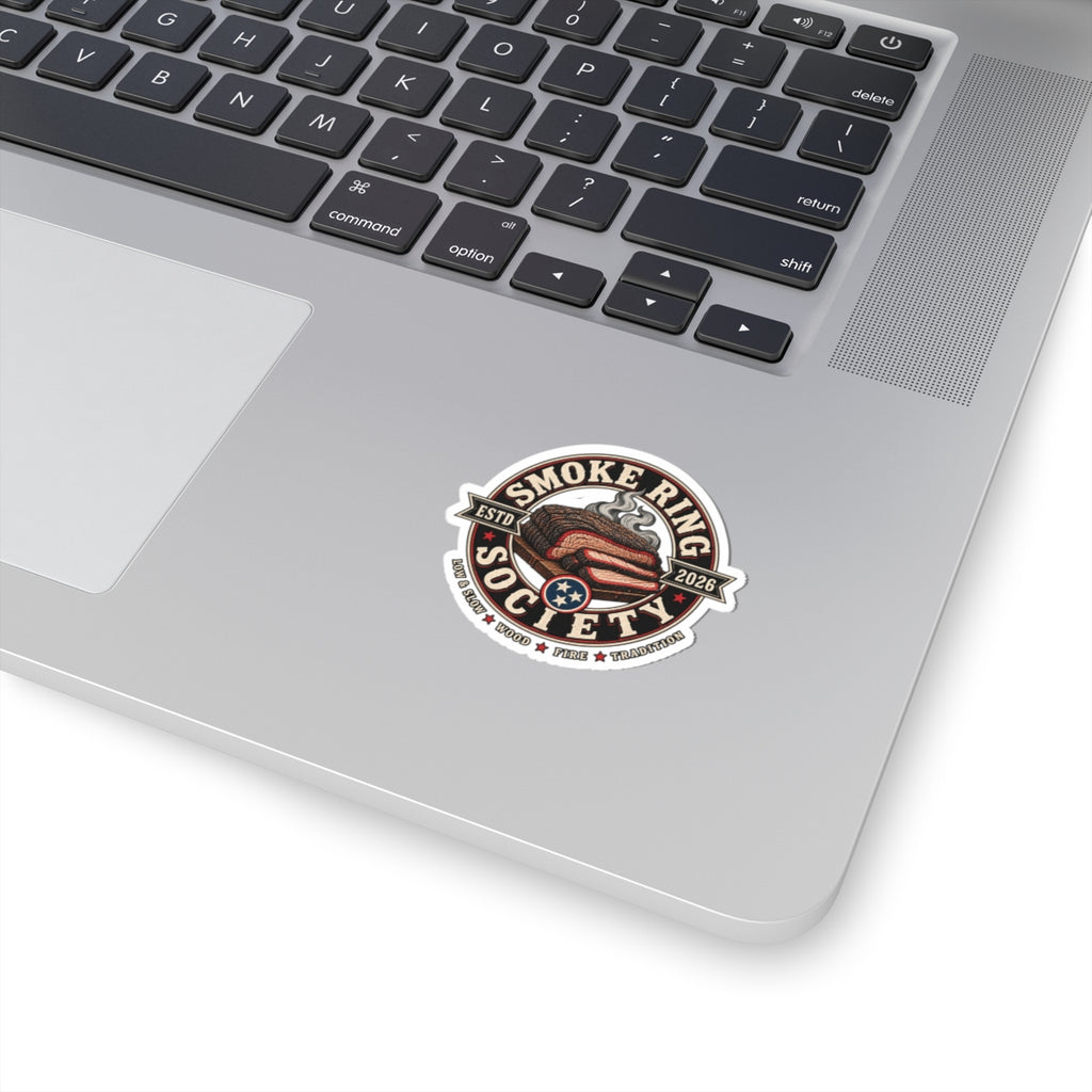 Smoke Ring Society Kiss-Cut Sticker — BBQ Brisket Smoking Emblem