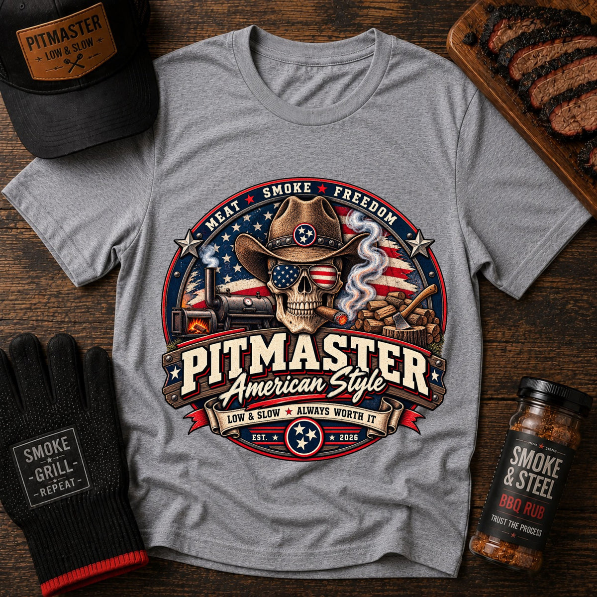 Pitmaster Skull BBQ t-shirt size chart