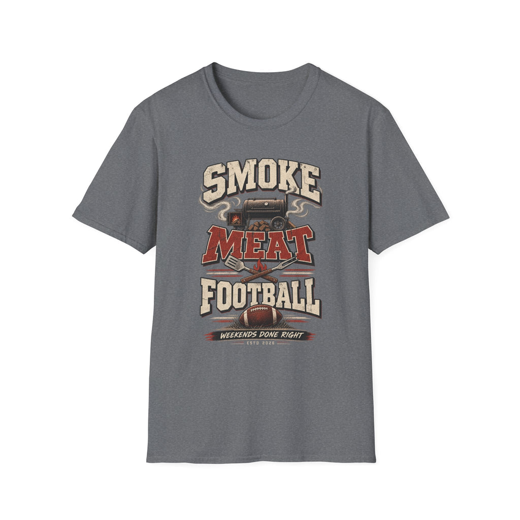 Smoke Meat & Football t-shirt, folded flat lay