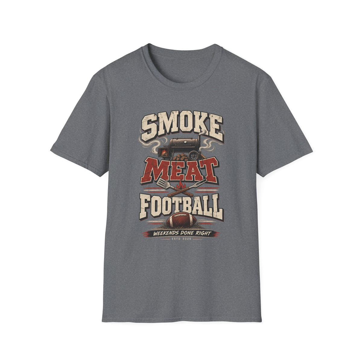 Smoke Meat & Football t-shirt, folded flat lay