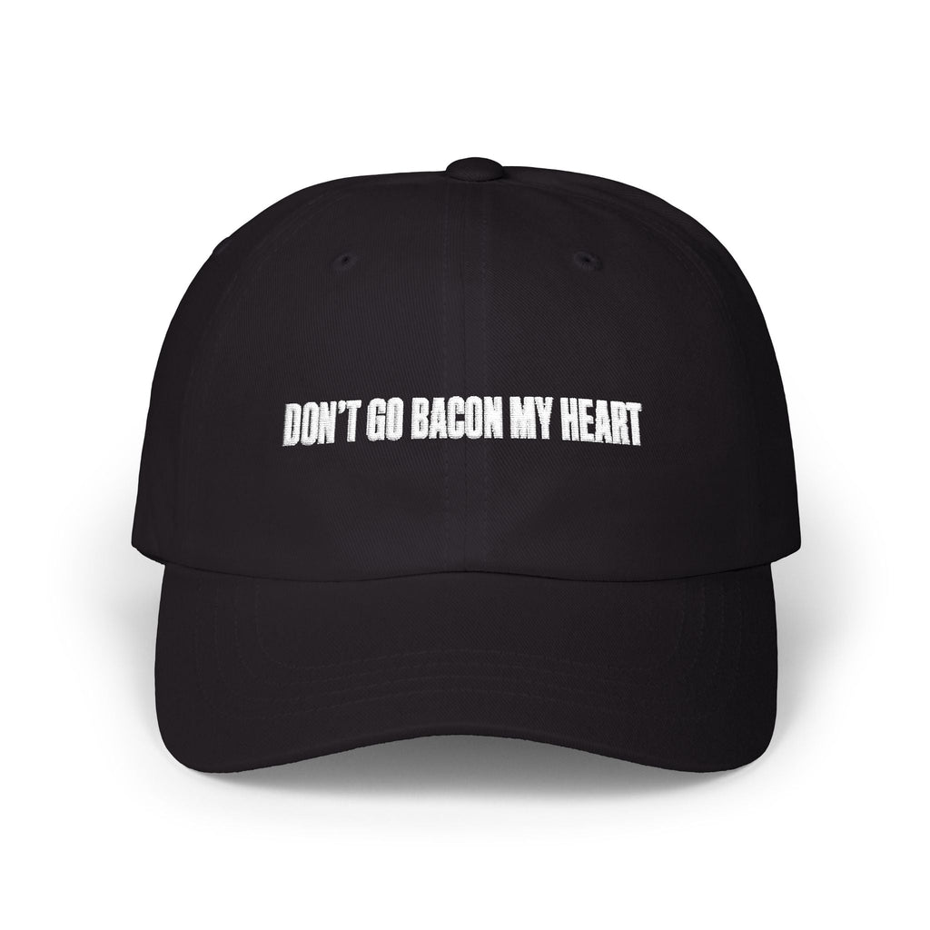 Camo Dad Cap "Don't Go Bacon My Heart" embroidered BBQ hat, side view