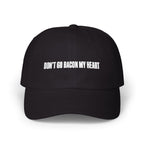 Camo Dad Cap "Don't Go Bacon My Heart" embroidered BBQ hat, side view