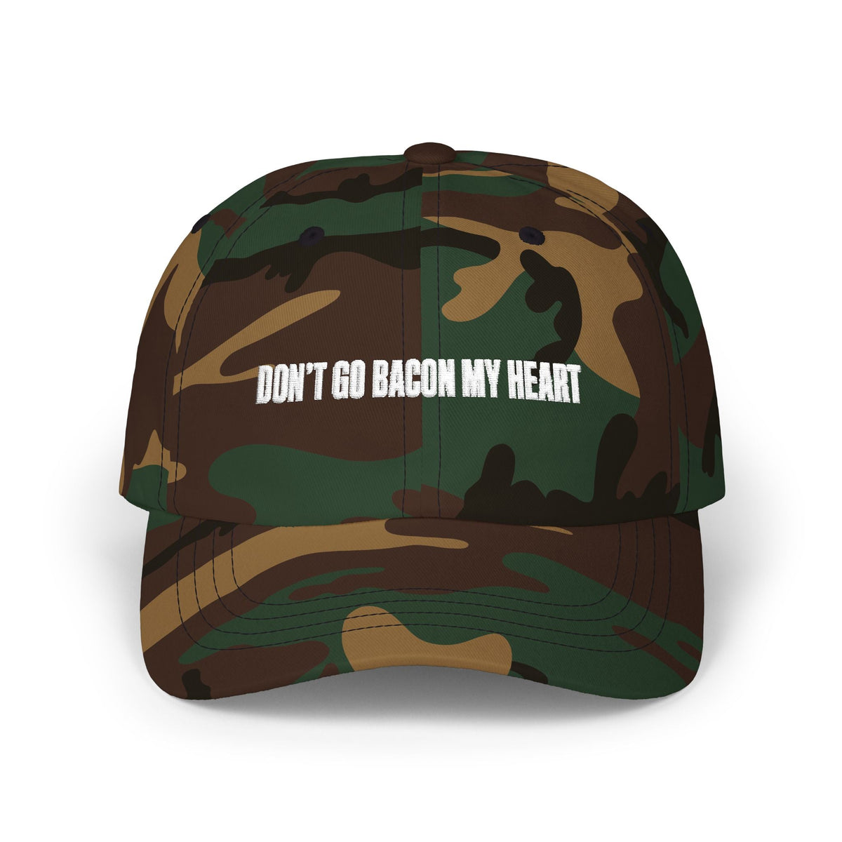 Camo Dad Cap "Don't Go Bacon My Heart" embroidered BBQ hat color options