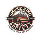 Smoke Ring Society Kiss-Cut Sticker — BBQ Brisket Smoking Emblem