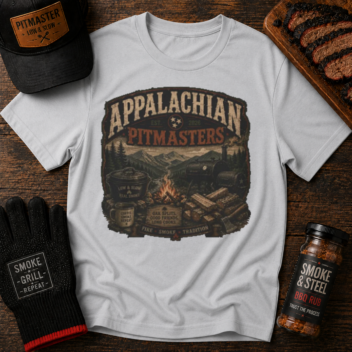 Appalachian Pitmasters vintage t-shirt, White colorway