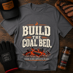 Build the Coal Bed tee featuring distressed lettering and glowing ember artwork