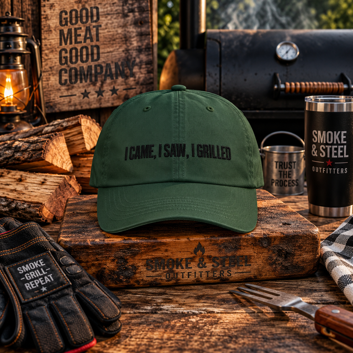 Dad Cap — "I Came, I Saw, I Grilled" Embroidered BBQ Hat