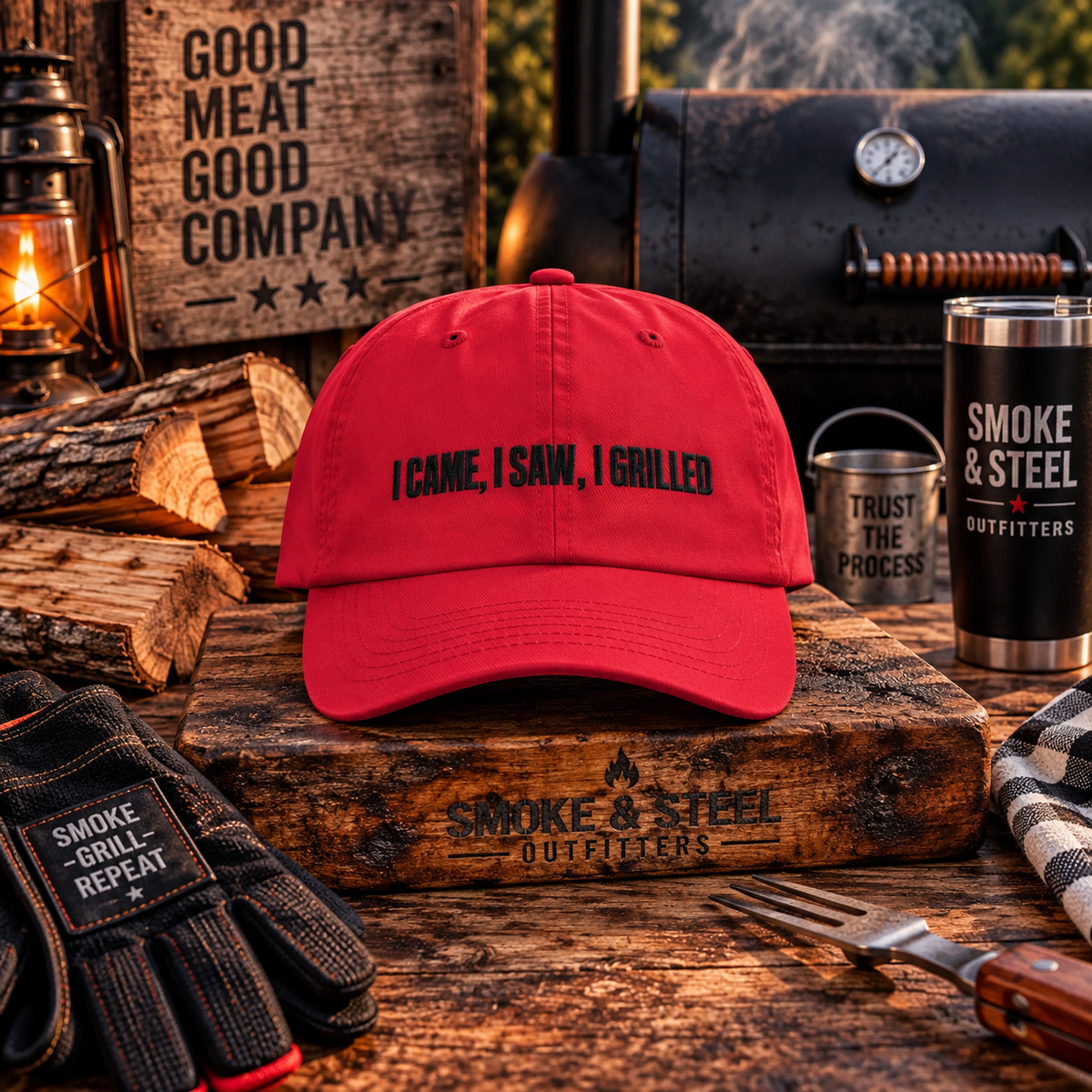 Dad Cap — "I Came, I Saw, I Grilled" Embroidered BBQ Hat