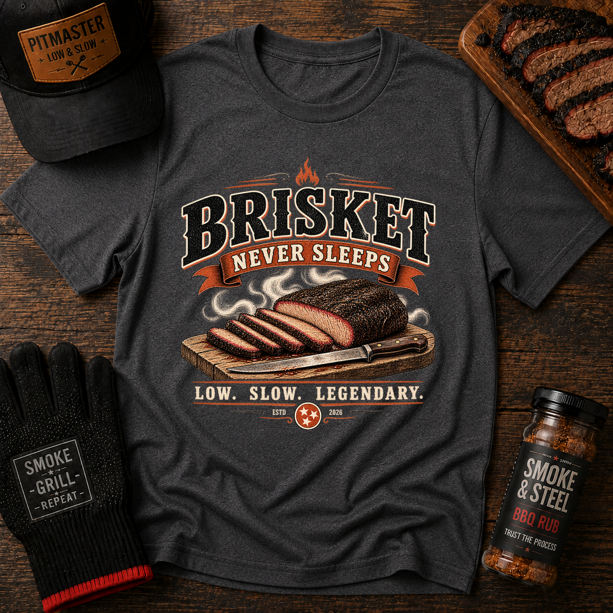 Brisket Never Sleeps BBQ T-Shirt
