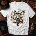 Smoke Is The Seasoning BBQ t-shirt worn, front view