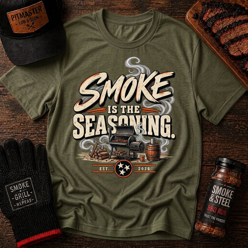 Smoke Is The Seasoning BBQ t-shirt size chart