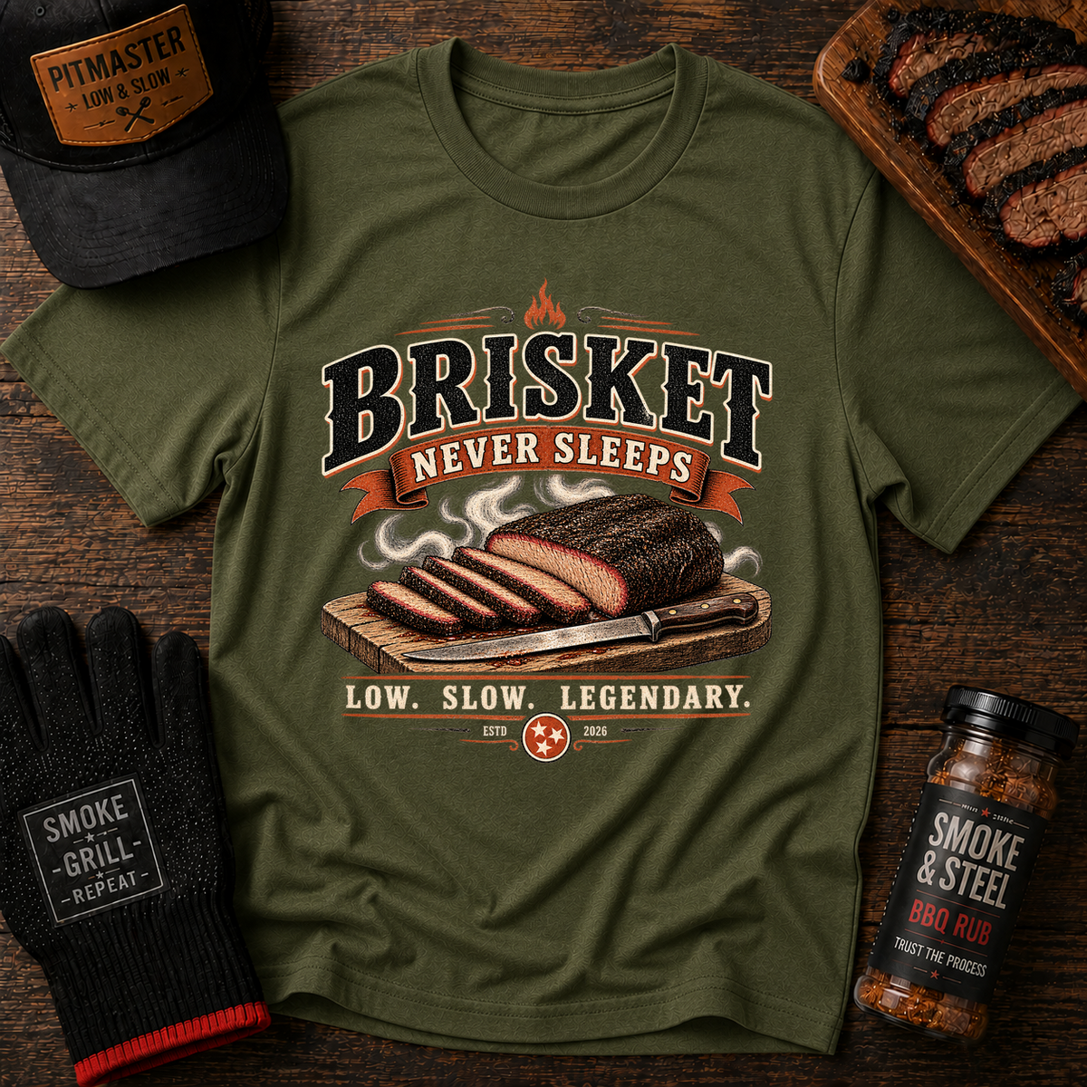 Brisket Never Sleeps BBQ T-Shirt