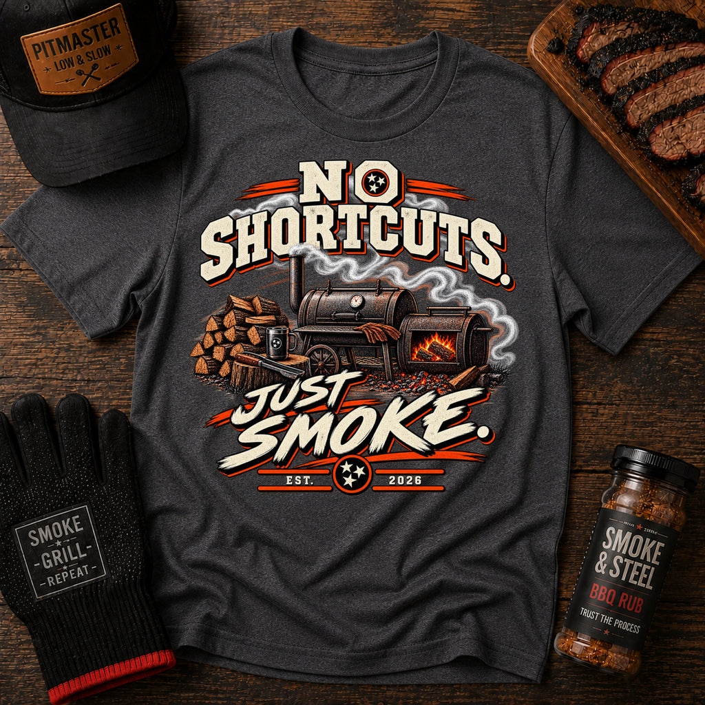 No Shortcuts Just Smoke t-shirt, Dark Heather colorway