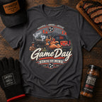 Game Day Smoky BBQ tailgate t-shirt, Dark Heather colorway