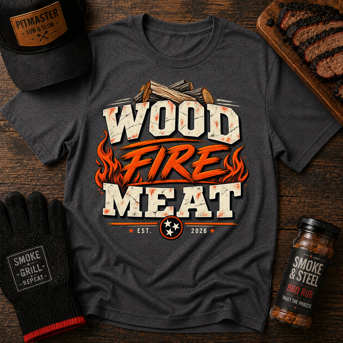 Wood Fire Meat BBQ T-Shirt