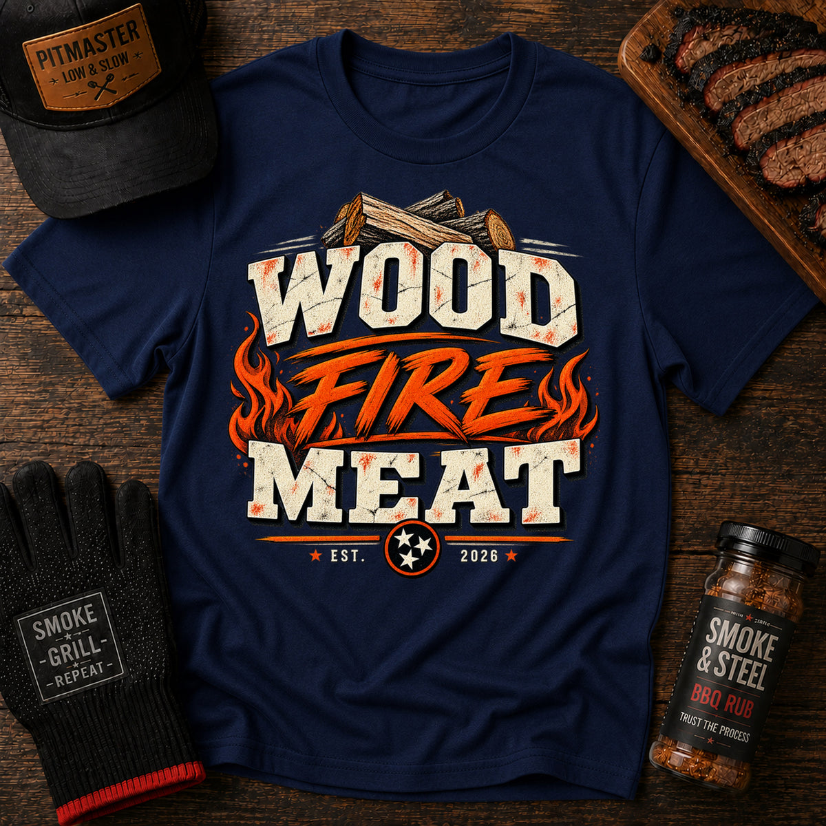 Wood Fire Meat BBQ T-Shirt