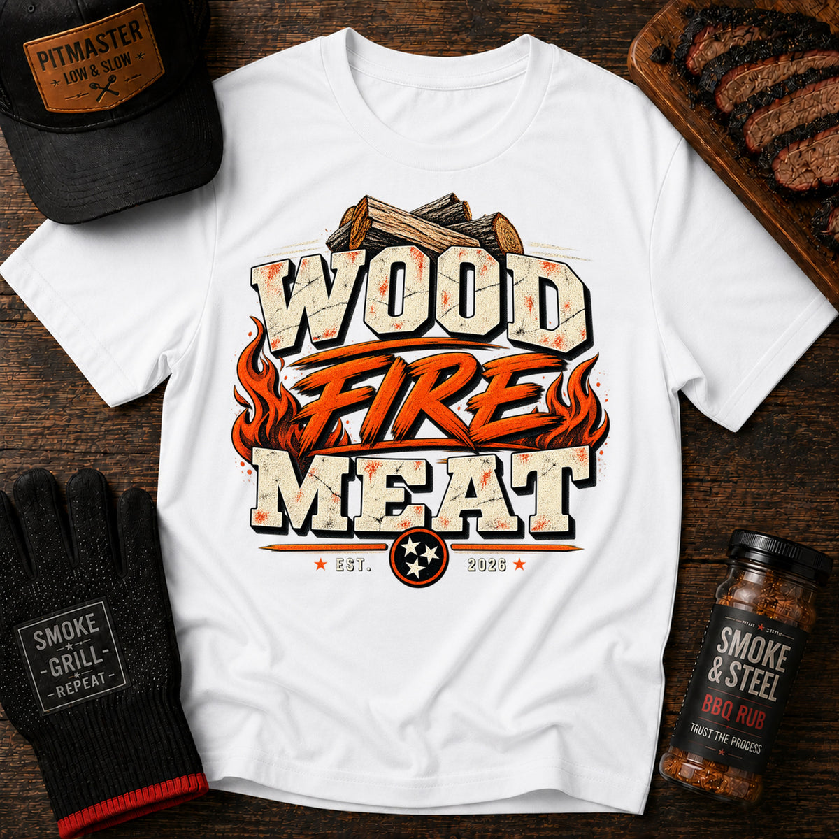 Wood Fire Meat BBQ T-Shirt