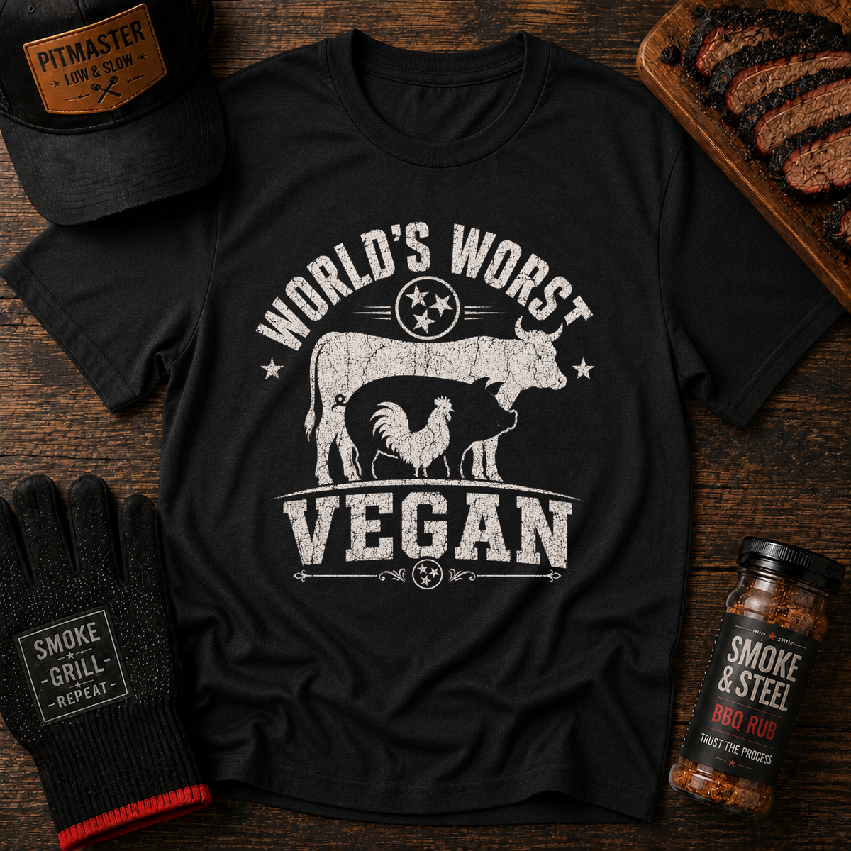 World's Worst Vegan t-shirt, Black colorway