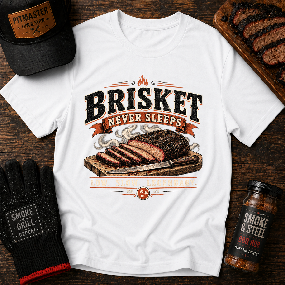 Brisket Never Sleeps BBQ T-Shirt